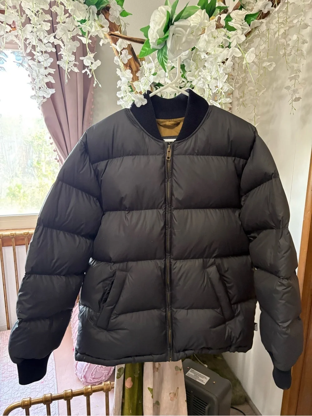 Eddie Bauer Men's Black Quilted Down Puffer Jacket Down 650
